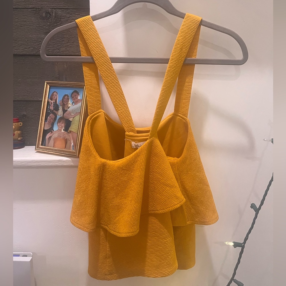 Madewell Texture + Thread Yellow Cross Back Top - Picture 3 of 5